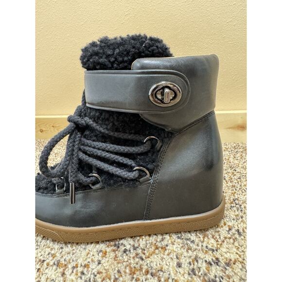 Coach Black Ankle Boots with Brown Sole - Picture 4 of 11